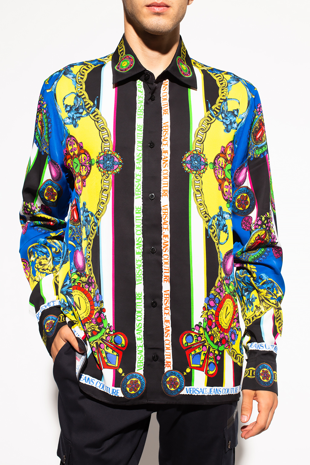 Gianni Versace Vintage Floral Print Top 3/4 Sleeve 42 8